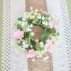 Corona Artificial Pequeñas Flores Silvestres Colgante Puerta Casa Decoración Pared Adorno Boda Planta Flor Corona de Boda