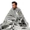 Manta aislante de primeros auxilios para exteriores a prueba de viento, impermeable, protector solar, manta de supervivencia multifuncional de PET, equipo de supervivencia de emergencia portátil