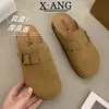 Mules Cerrados de Piel Genuina con Suela de Corcho Estilo Birkenstock para Mujer, para Uso en Exteriores, Modelo Nuevo Primavera/Verano 2026 Mocasines Slip-On