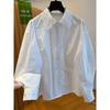 Camisa de Solapa con Encaje de Alta Calidad para Mujer 2025 Principios de Primavera Nueva Suelta Hermosa Camisa Blanca Top