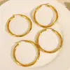 Pendientes Personalizados de Moda Simple Europea y Americana Versátiles y con Atmósfera Pendientes Chapados en Oro de 18K Estilo Retro Círculo Geométrico Sentido de Alta Gama para Mujeres