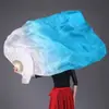 Navegue com o mesmo estilo leque de dança branco azul lago azul tesouro gradiente leque longo de seda leque de dança adereços de dança de abertura