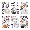 Pegatinas electrostáticas para ventana de dibujos animados lindas de fantasma y momia, murciélago, gato negro, vidrio, decoración de ventana de Halloween, venta al por mayor