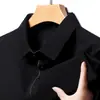 Camisa Polo Masculina de Meia-Idade Elástica Anti-Pilling de Verão Solta de Manga Curta Não Amassa Slim Fit de Alta Qualidade Versátil para Uso Casual