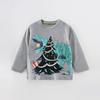 Camiseta de Algodão Puro com Manga Longa para Meninos, Natal 2025 Primavera e Outono, Tops da Moda Estilo Europeu e Americano para Crianças Pequenas