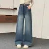 Jeans con Bolsillo Bordado para Niñas 2026 Otoño Nuevo Estilo Niños Grandes Moda Coreana Elegantes Holgados Versátiles Pantalones de Pierna Ancha