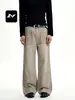 Pantalones de Trabajo Rectos Estilo Francés Retro Americano Ricos para Hombres y Mujeres Holgados Casual Adelgazantes Lavados Desgastados Modernos Pantalones Largos con Capas 3D