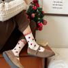 Calcetines Rojos Año del Zodíaco Calcetines de Media Caña para Mujer Otoño e Invierno Festivos de Recién Casados Calcetines de Año Nuevo Año del Dragón Lazo Calcetines de Algodón de Moda