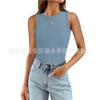 Amazon wish2024 Chaleco de punto sin mangas de verano para mujer europea y americana, deportivo, yoga, cuello redondo, top de fitness