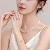 Conjunto de Cuatro Piezas: Collar y Pulsera de Plata de Ley S925 con Concha Plateada, Perla de Importación Transfronteriza Incrustada y Aguamarina Pura Natural