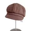 Gorra Octagonal de Lentejuelas Vintage de Color Sólido para Mujer, Versátil para Otoño e Invierno, Gorra de Boina de Moda, Gorra de Pato Cálida y Resistente al Frío