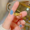 Anel de dedo 3D de rosa com banho de ouro de areia do Vietnã ouro real anel de dedo luxo avançado nicho e-commerce ao vivo fábrica atacado