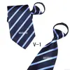 Corbata con cremallera para hombre Fácil de tirar Rayas Negocios Profesional Formal Conveniente Perezoso Estilo de un solo tirón Camisa de traje Venta al por mayor