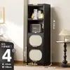 Cómoda Negra Estilo Mediados de Siglo Gabinete de Almacenamiento para Sala de Estar Dormitorio Gabinete de Almacenamiento Estantería Gabinete de Entrada Gabinete Estrecho Alto Multicapa