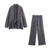 Cardigan de Cashmere Cor Sólida Feminino Outono e Inverno Novo Gola V Estilo Grosso com Cinto Estilo Preguiçoso Jaqueta de Tricô Solta Estilo Médio