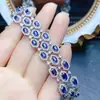 Venta al por mayor de fábrica Popular Pulsera de Zafiro Natural Plata S925 Incrustada Piedra Principal 4*6 Joyería de Lujo Venta Directa de Fábrica