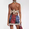 Vestido de playa con estampado de cuello colgante sexy de verano europeo y americano de estación independiente transfronteriza 2024
