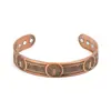 Pulsera y Anillo Magnéticos Populares Transfronterizos Combinación Flores Retro Europeas y Americanas Cobre Rojo Antiguo Cepillado Estilo Retro Pulseras de Pareja