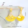 Pendientes de Falda en Forma de Abanico Chapados en Oro de Lujo con Diseños de Espigas de Trigo, Luna, Mariposa y Flores para Mujer