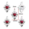 DIY Aleación de Goteo de Aceite Estilo Gótico Retro Colgante de Corazón con Alas Cruz Colgante para Pulsera Llavero W644