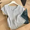 Cardigã de Tricô Casual Francês com Vazados de Manga Curta para Mulheres Verão 2026 Novo Design Versátil Fino Pequeno Top