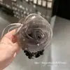 Elástico de Cabelo Plissado em Forma de Rosa em Tecido de Malha Bicolor Elegante de Luxo Leve Estilo Coreano com Alta Elasticidade para a Parte de Trás da Cabeça