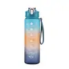 Taza deportiva de plástico esmerilado de color degradado para comercio exterior con correa de asa, botella de agua portátil para fitness de 800 ML con pajilla, taza espacial