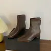 Botines de Tobillo de Tacón Bajo Cuadrado Retro para Mujer 2026 Otoño/Invierno Nuevos Versátiles Cremallera Trasera Elegantes Moda para el Trabajo