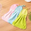 Paño de Cocina Colgante para Uso Doméstico, Toalla de Mano Absorbente de Color Sólido Doble Cara, Paño Perezoso de Coral para Secar Manos, Toalla Limpiadora