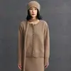 Estilo Nuevo Otoño e Invierno Cachemira para Mujer Cuello Redondo Holgado Moda Casual Versátil Estilo Old Money Cárdigan Tejido