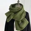 Bufanda de punto de lana gruesa de color liso, versátil, estilo japonés, a rayas, para mujer, para otoño e invierno, calentador de cuello largo y cálido