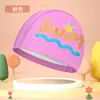 Touca de natação infantil meninos e meninas à prova d'água cabeça profissional pu touca de natação padrão de desenho animado touca de natação para bebês atacado