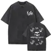 2025 Novo Estilo Lavado Vintage Banda de Rock Korn Falling Away from Me Camiseta Algodão