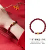 Pulseira de Prata Pura 999 Bola Oca Jade Hetian Natural Areia Dourada Roxa para Mulheres, Joia de Cinábrio Estilo Retrô Chinês, Presente de Qixi