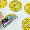Adesivos de fundo a laser personalizados, superfície fosca, decalques com logo customizado, etiquetas para embalagem, para