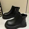 Botines Retro Versátiles de Punta Redonda con Suela de Plataforma para Mujer, Nuevo Estilo Otoño e Invierno 2026, Para Estaturas Bajas, Forrados de Borrego, Botas Cálidas de Moda