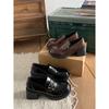 Sapatos de couro estilo britânico retrô com sola grossa para mulheres outono e inverno 2023 novos sapatos marrons com aumento de altura e camada única francesa Mary Jane