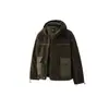 Jaqueta de Algodão com Bolso Colorido Estilo Japonês Retrô Workwear Polar Fleece com Capuz Solta Casual Urma46
