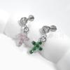 F136 Titanium Ear Nail Pingente de Cruz Cilíndrica com Zircão 5A G23 Liga de Titânio Corpo Humano Punção Jóias Orelha Osso Prego