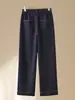Pantalones de Mezclilla Anchos Elásticos Nuevos de Primavera y Otoño para Mujeres de Mediana Edad y Mayores, Cintura Alta, Elegantes, de Pierna Recta, Estilo Mom