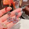 Pendientes de gemas de flor de ganso amarillo, naranja brillante, rosa, chapados en oro de 18 quilates, con circón multitallado, pequeños pendientes de sombrero con flores, estilo antiguo medio