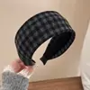 Diadema Retro a Cuadros Estilo Coreano de Ala Ancha para Mujer, Versátil para el Uso Diario, Diadema Elegante que Hace que la Cara Parezca Más Pequeña, Pinza para el Cabello, Accesorio para el Cabello
