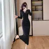 Nuevo Vestido Largo Bodycon de Cuello Francés Brillante con Lentejuelas en Rojo y Negro Otoño 2026