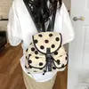 Mochila de lona con lunares estilo coreano para mujer, nueva moda 2026, bolso de hombro ligero con múltiples bolsillos, mochila escolar para estudiante universitario