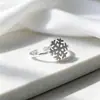 Anillo abierto de copo de nieve cepillado de plata de ley s925, estilo coreano de moda, anillo simple elegante de plata lisa, joyería de plata de ley para mujer