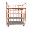 Carrito de Almacén de Cuatro Niveles Carrito de Logística Carrito de Rejilla Empuje-Tire Carrito de Mano para Almacén Carrito de Rotación de Carga Carrito de Herramienta de Manejo