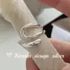 Joia de Prata Minimalista Coreana de Design de Nicho Prata de Lei S925 Anel Aberto Vazado de Gota d'Água com um Estilo Cool e de Alta Qualidade