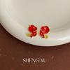 Pendientes de Serpiente Ambiente de Año Nuevo Esmalte Rojo Goteo de Aceite Moda Simple Combinable Pequeños y Exquisitos Pendientes Distintivos para Mujer