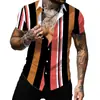Estación independiente transfronteriza verano nuevo camisa con estampado digital 3D moda camisa de manga corta a rayas con solapa fabricante de origen