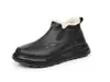 Sapatos de Algodão Masculinos de Inverno Mais Veludo Espessados Quentes Antiderrapantes Superfície de Couro Impermeável Sapatos Casuais Masculinos Sapatos de Trabalho Sapatos de Pai